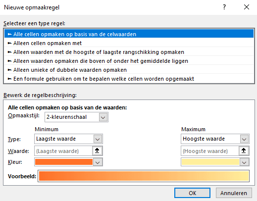 nieuwe opmaak regel